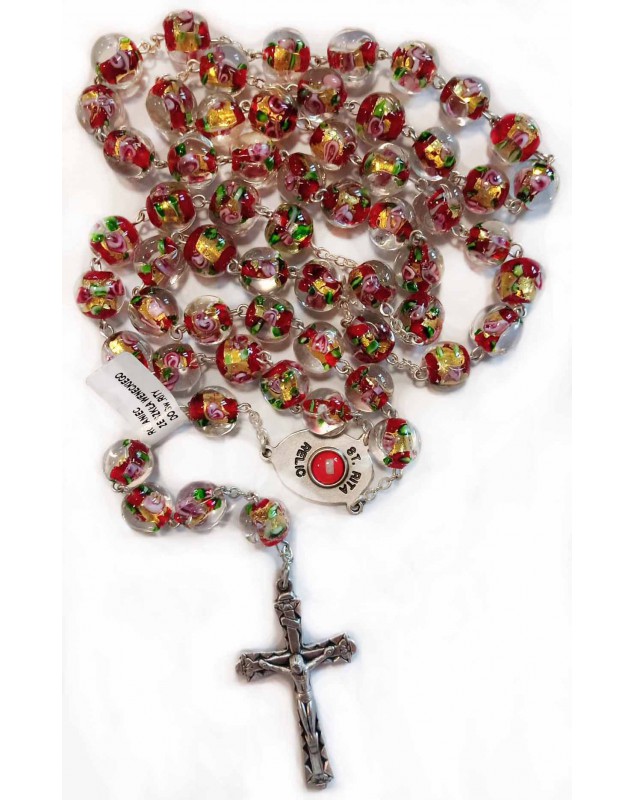 Różaniec św. Rity ze szkła weneckiego - duży czerwony | Książki ...