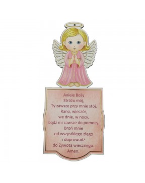 Aniołek z modlitwą - przód
Drewniany obrazek z aniołkiem dla dziewczynki
